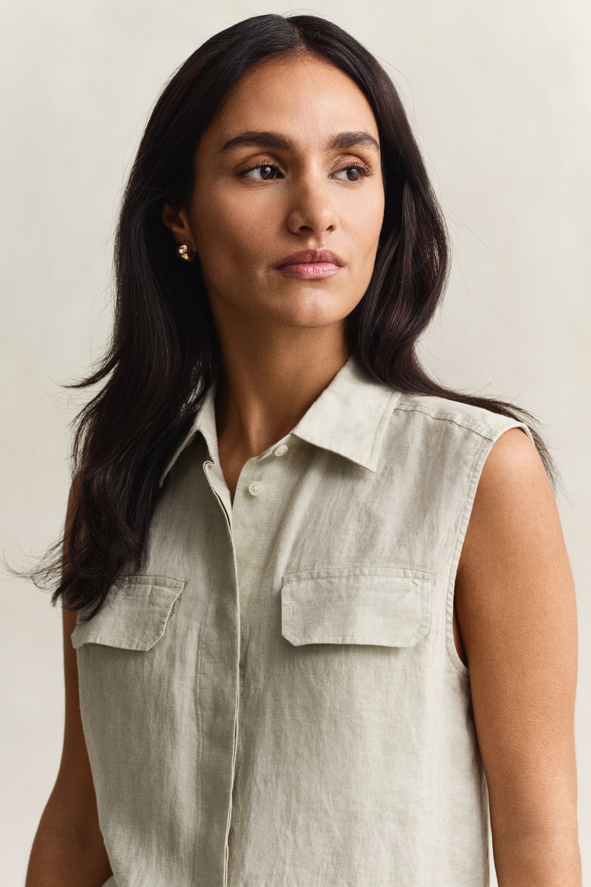 Camisa de lino sin mangas