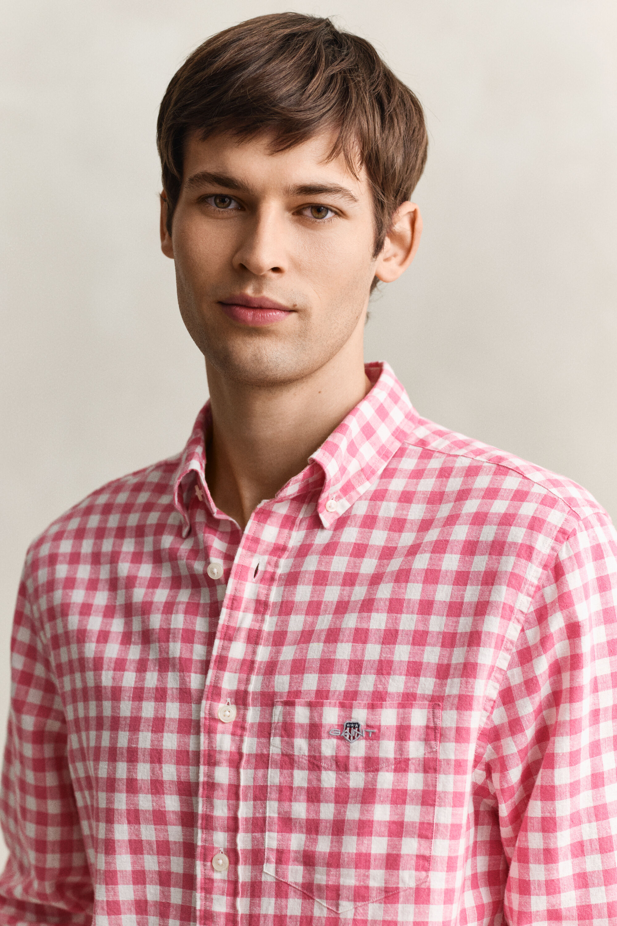 Camisa de mezcla de lino a cuadros Vichy