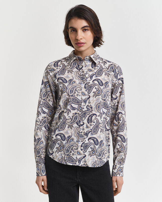Camisa de gasa de algodón con estampado de cachemir