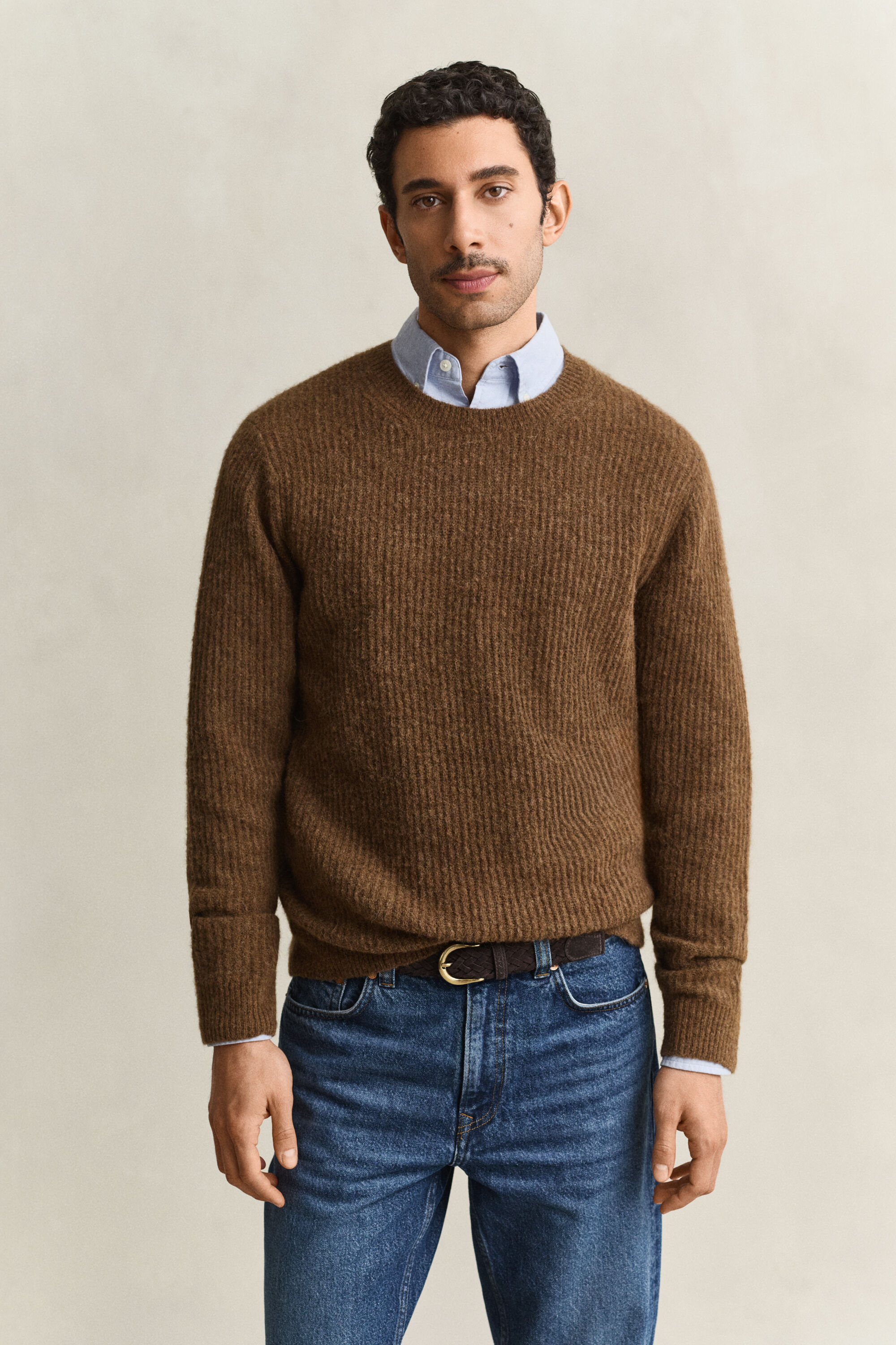 Jersey de cuello redondo en mezcla de lana de alpaca