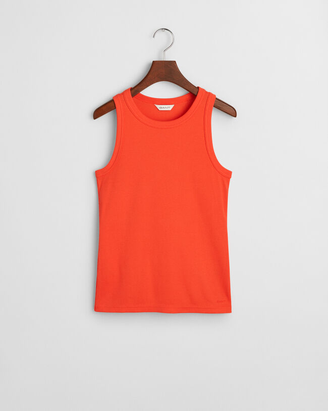 Camiseta de tirantes acanalada con cuello alto