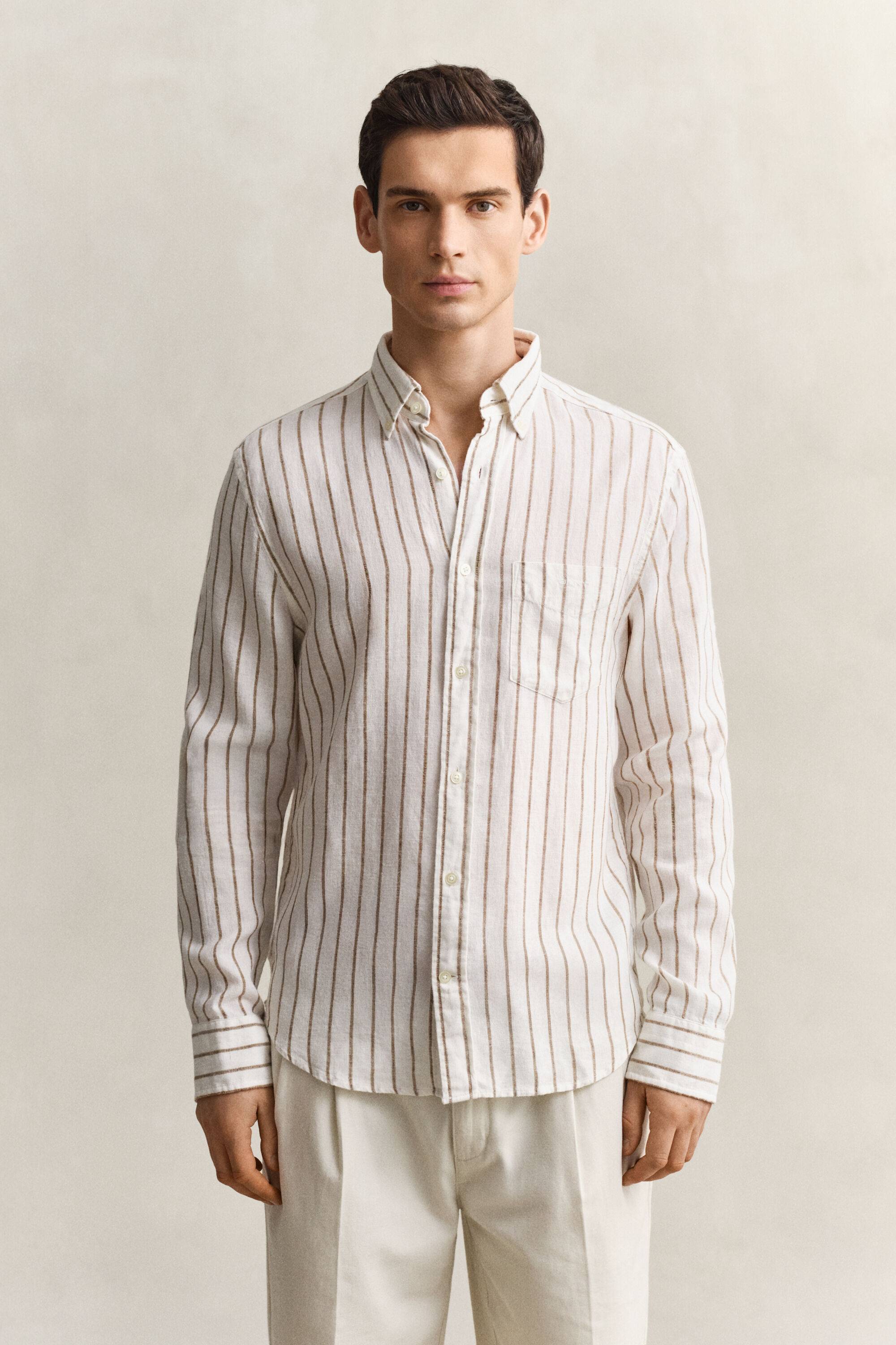 Camisa de mezcla de lino a rayas