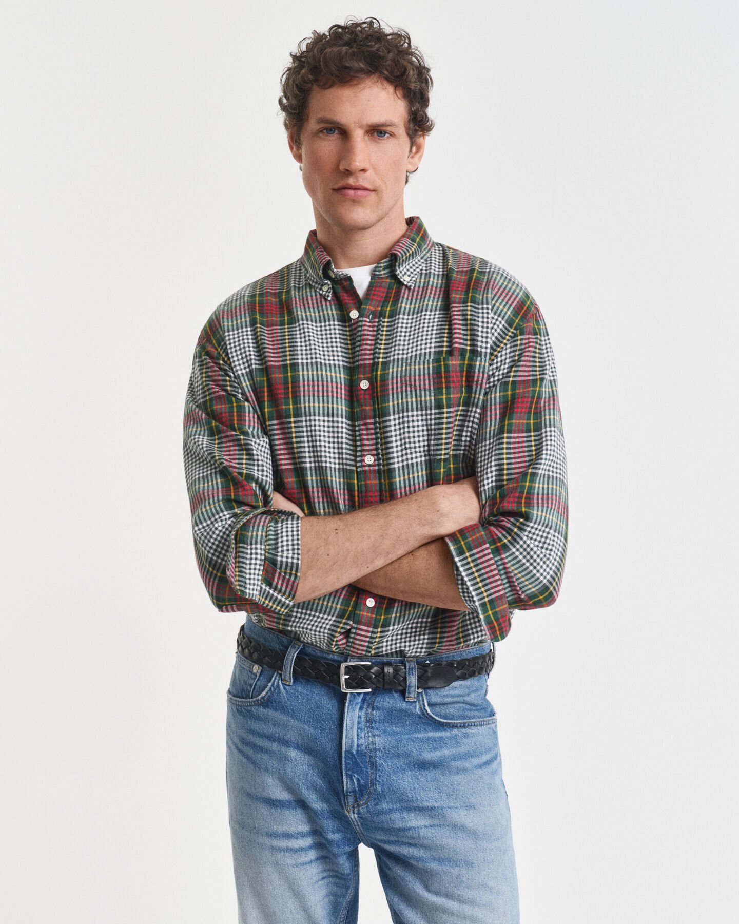 Camisa Relaxed Fit de sarga ligera a cuadros