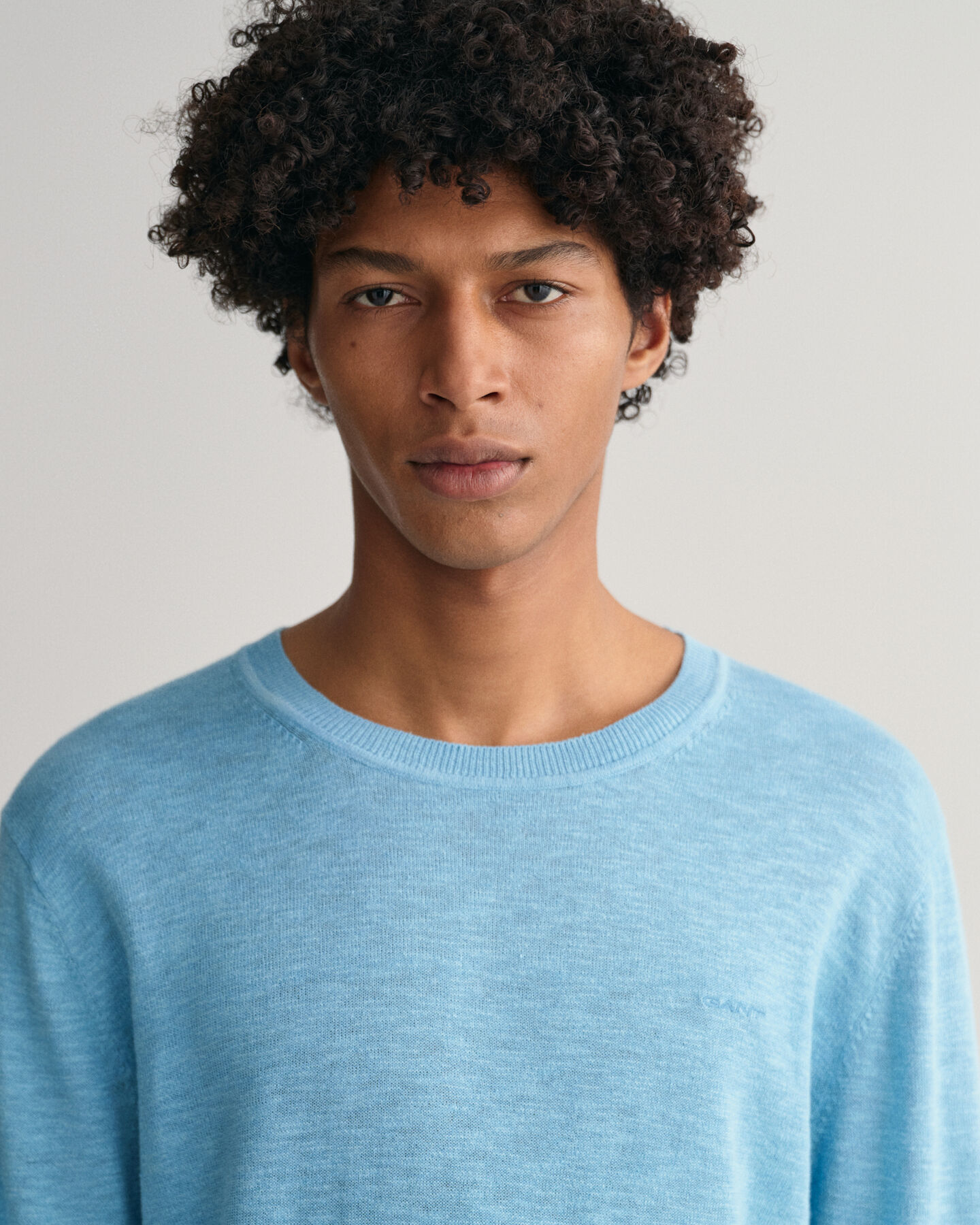Jersey de cuello redondo de algodón y lino