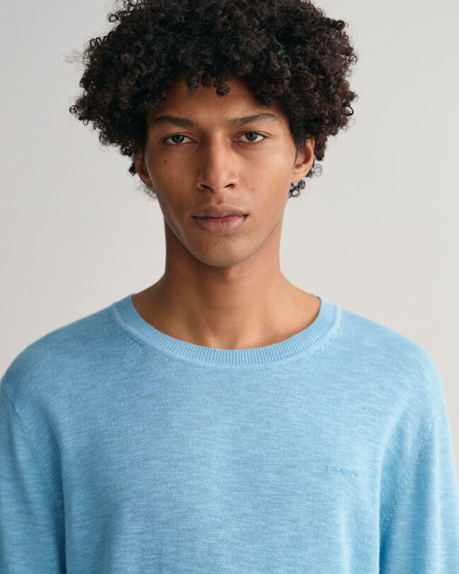 Jersey de cuello redondo de algodón y lino