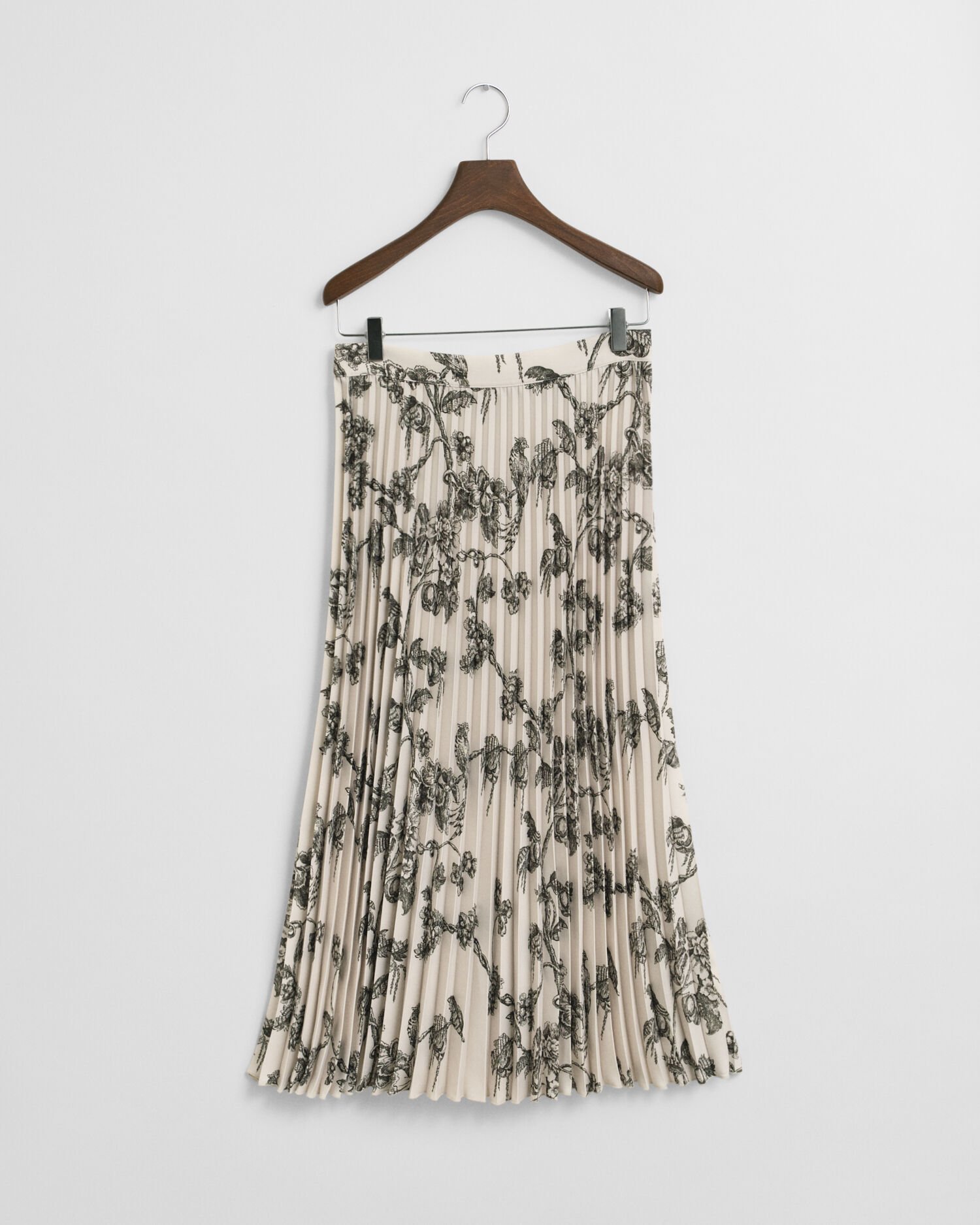 Falda midi plisada con estampado de árboles