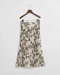 Falda midi plisada con estampado de árboles