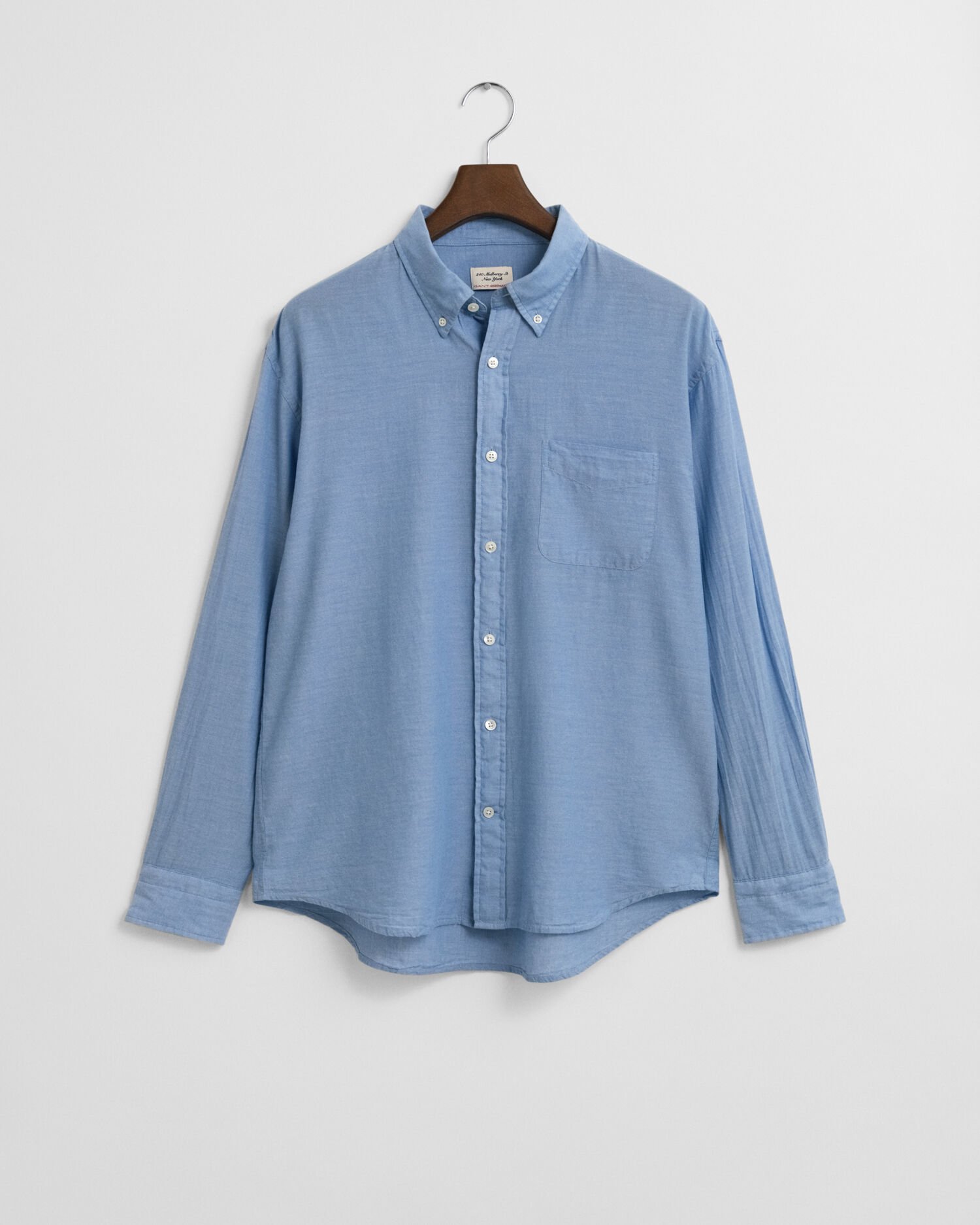 Camisa Relaxed Fit de cambray añil