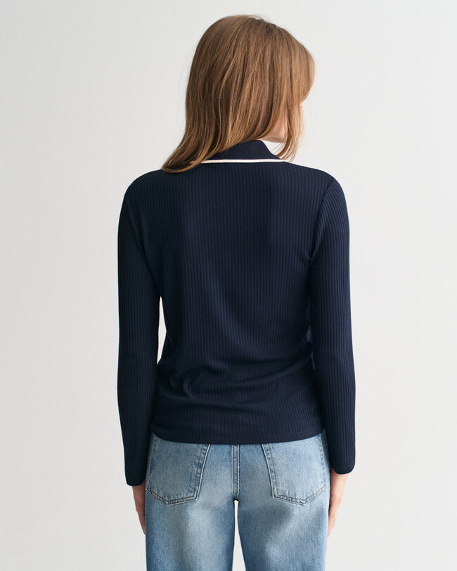 Polo de manga larga acanalado