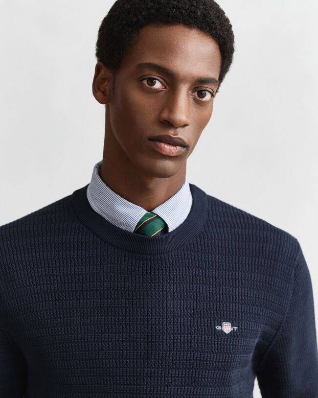 Jersey de cuello redondo y punto de ochos finos