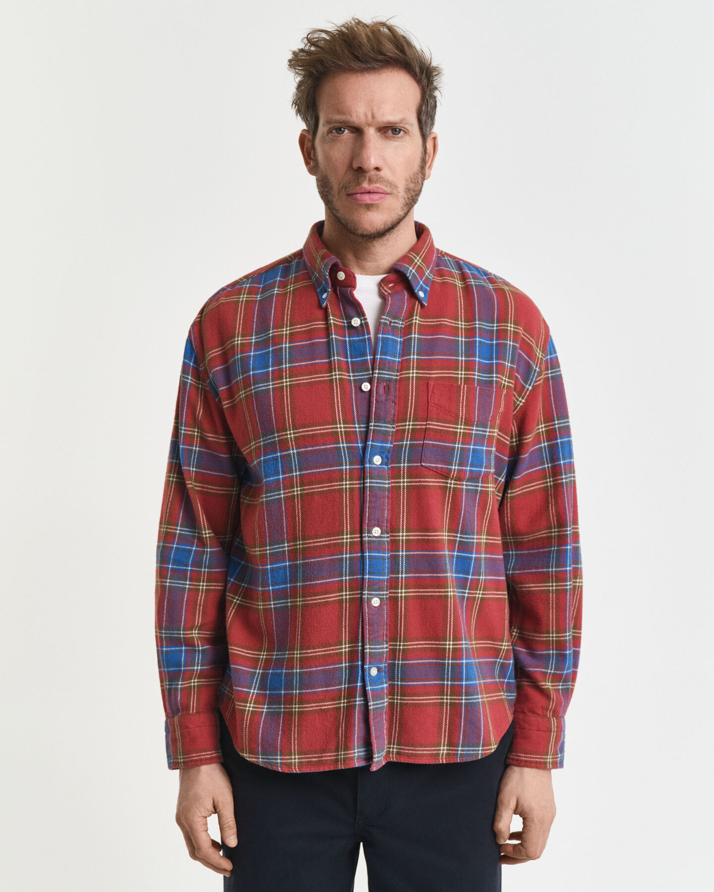Camisa Relaxed Fit de sarga a cuadros