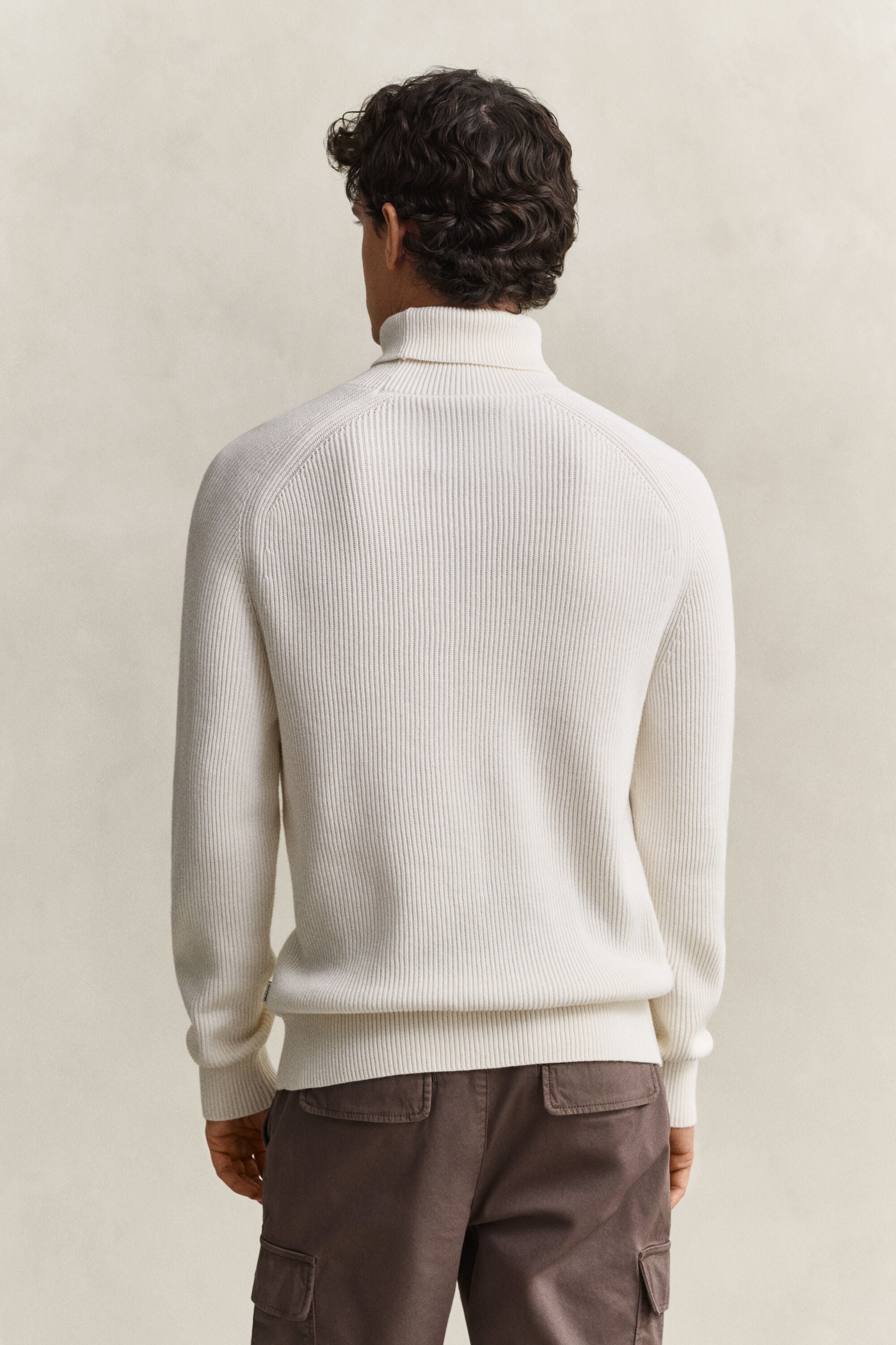 Jersey con cuello de cisne en algodón y lana merino