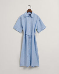 Vestido camisero de manga corta de lino