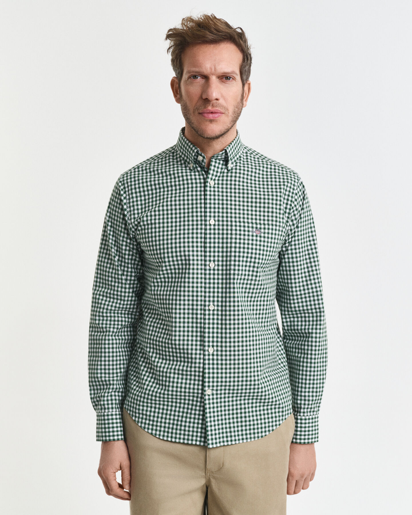 Camisa Regular Fit clásica de popelina a cuadros Vichy