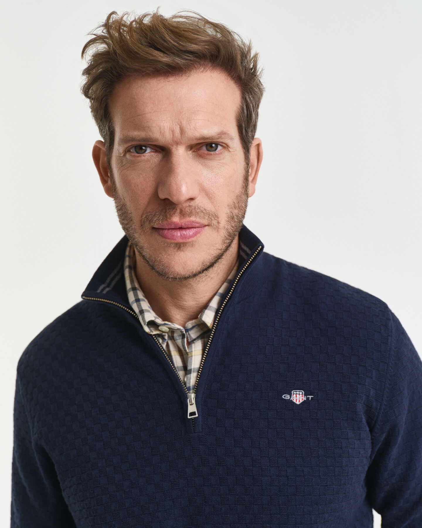 Jersey con media cremallera y microtextura