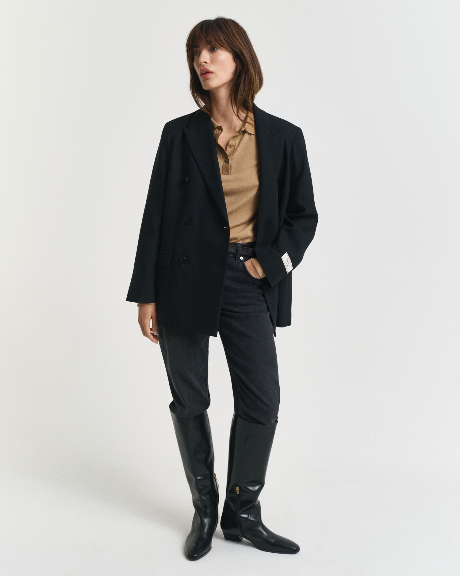 Polo de manga larga abotonado y sin costuras