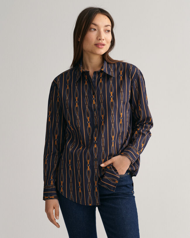 Camisa Relaxed Fit de gasa de algod&oacute;n a rayas Rope