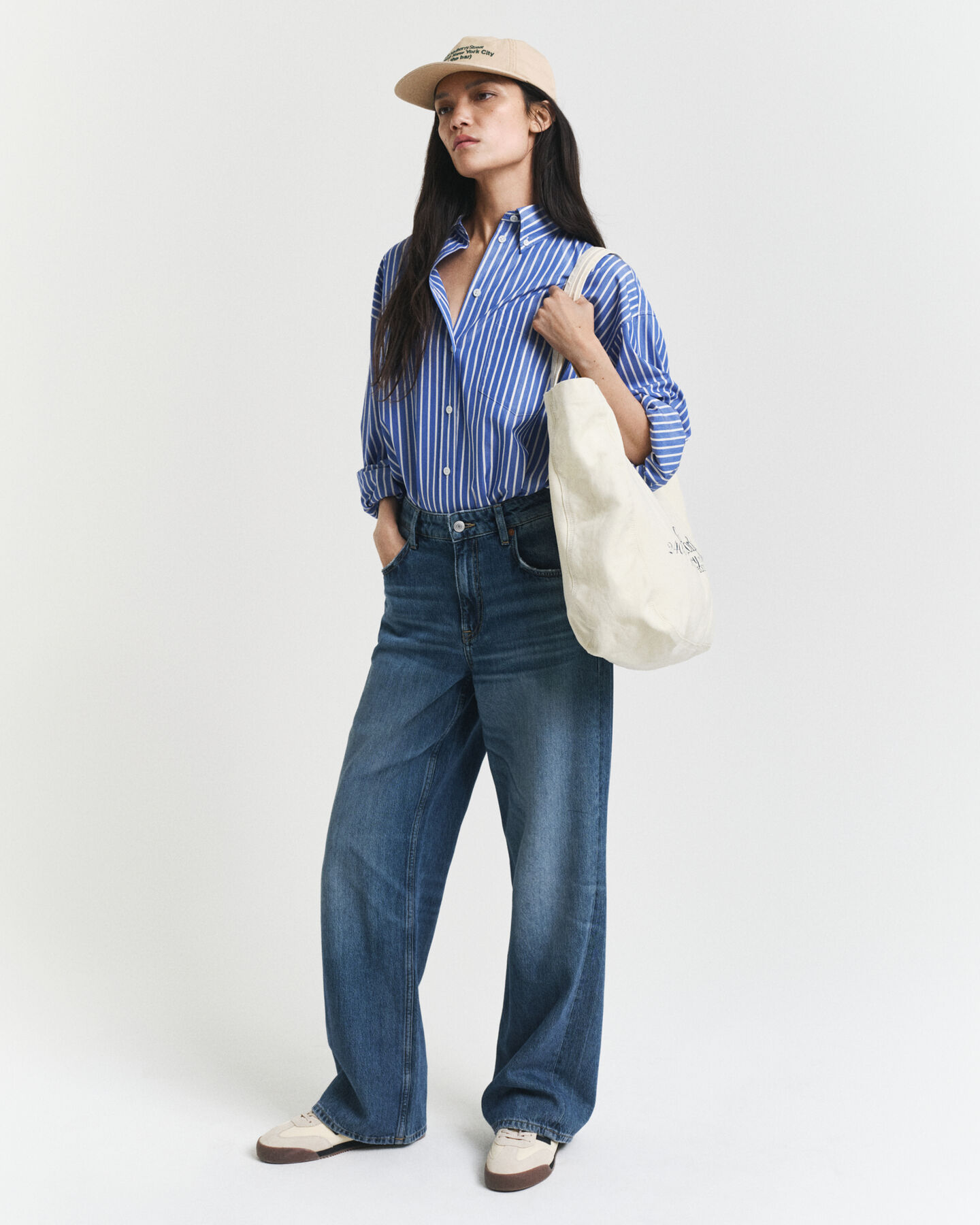 Camisa extragrande de popelina a rayas