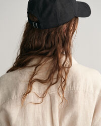 Vestido camisero de manga corta de lino