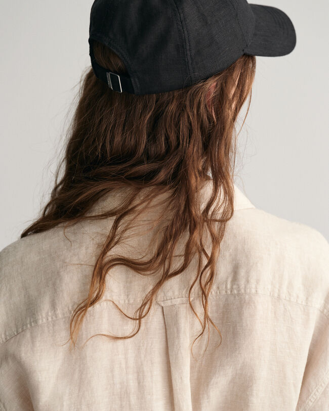 Vestido camisero de manga corta de lino