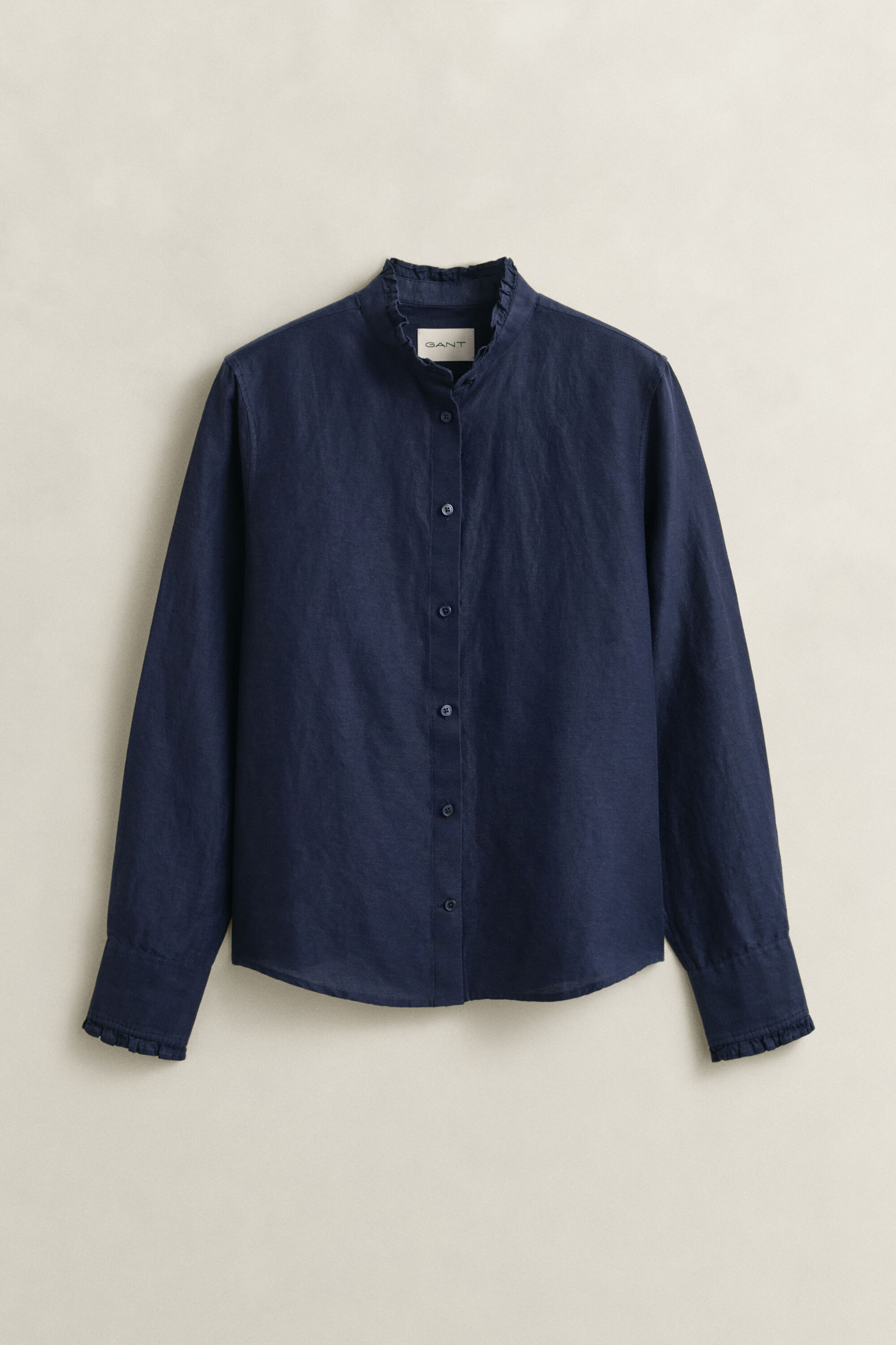 Blusa en mezcla de lino con volantes