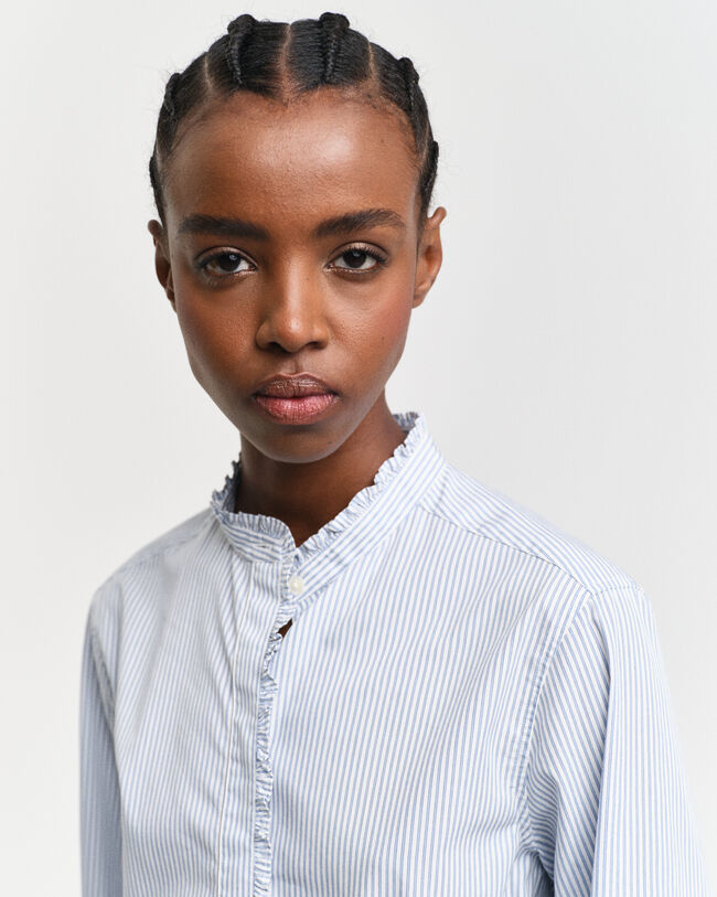 Camisa de rayas con detalle de volantes Regular Fit