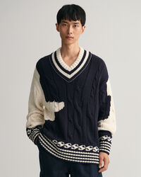 Jersey de cuello de pico con intarsia