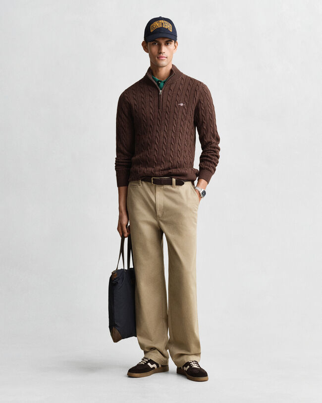 Jersey de punto de ochos con media cremallera en algodón