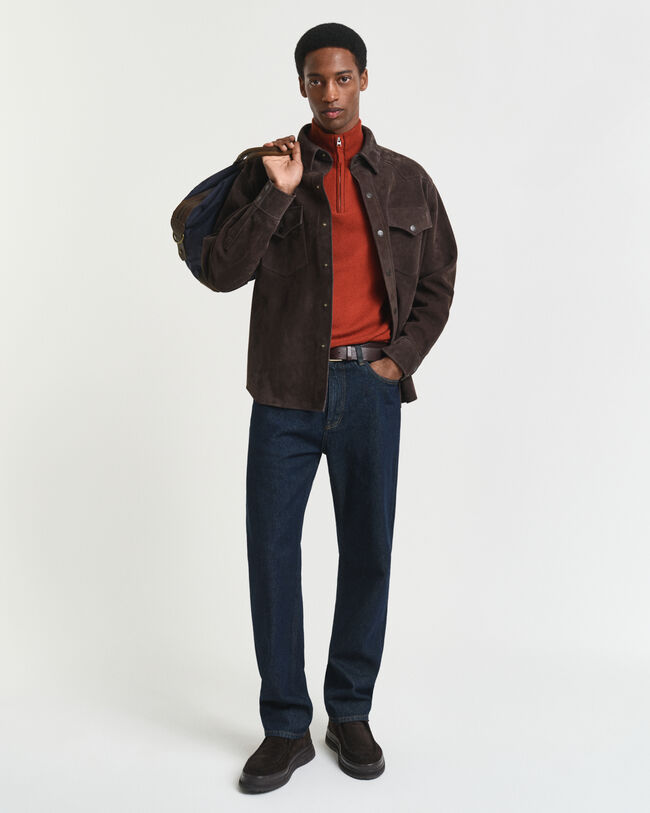 Jersey de lana de oveja muy fina con media cremallera