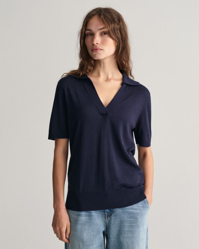 Rugger de manga corta en punto fino