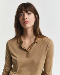 Polo de manga larga abotonado y sin costuras