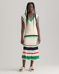 Falda de punto acanalado a rayas