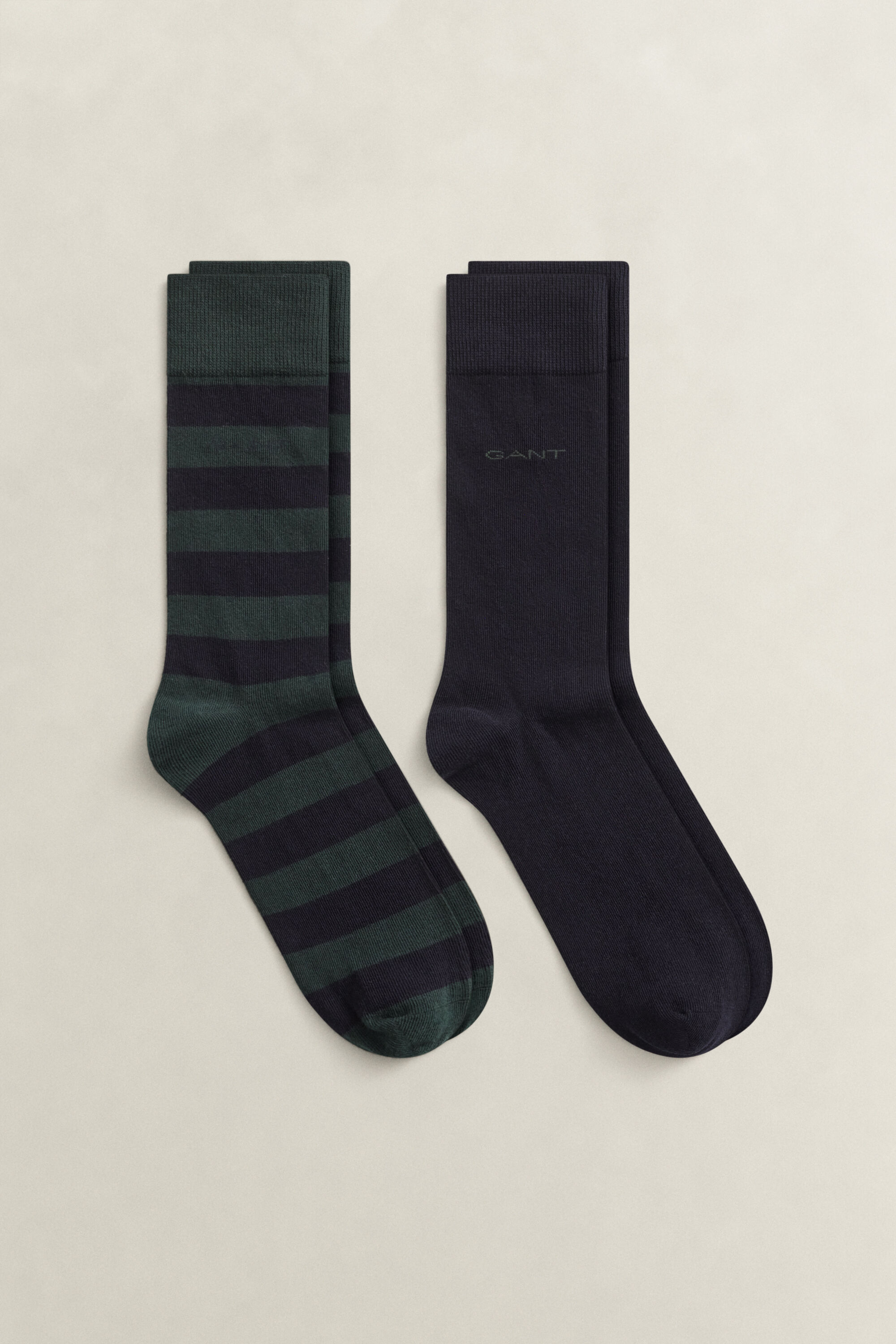 Paquete de dos pares de calcetines lisos y de rayas anchas