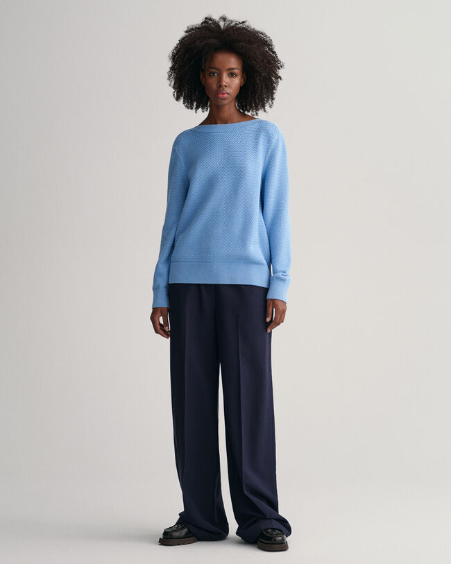 Jersey de algodón con cuello de barco Textured