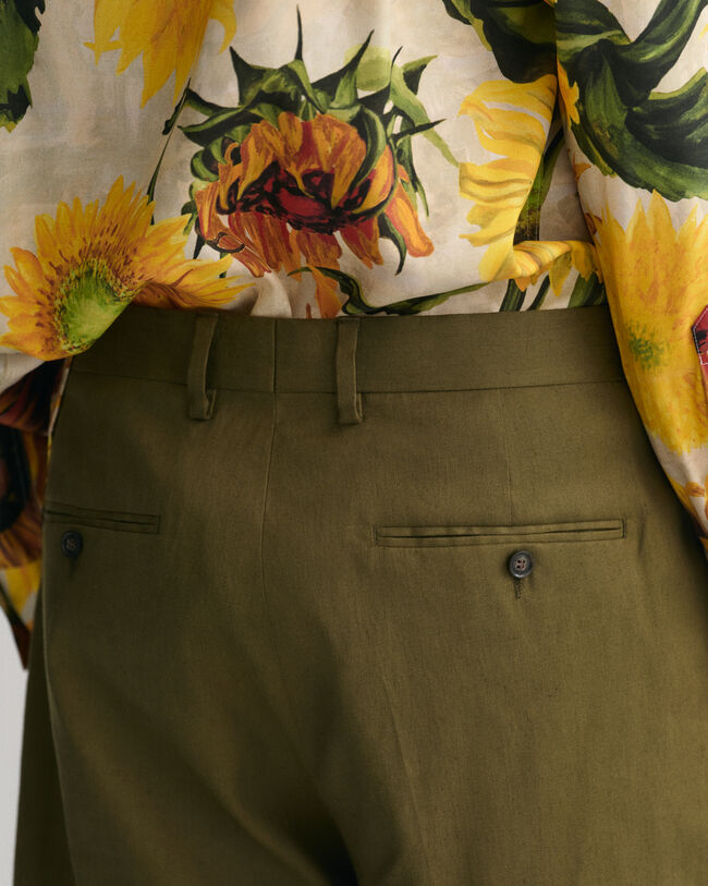 Pantalones cortos de traje en algod&oacute;n y lino