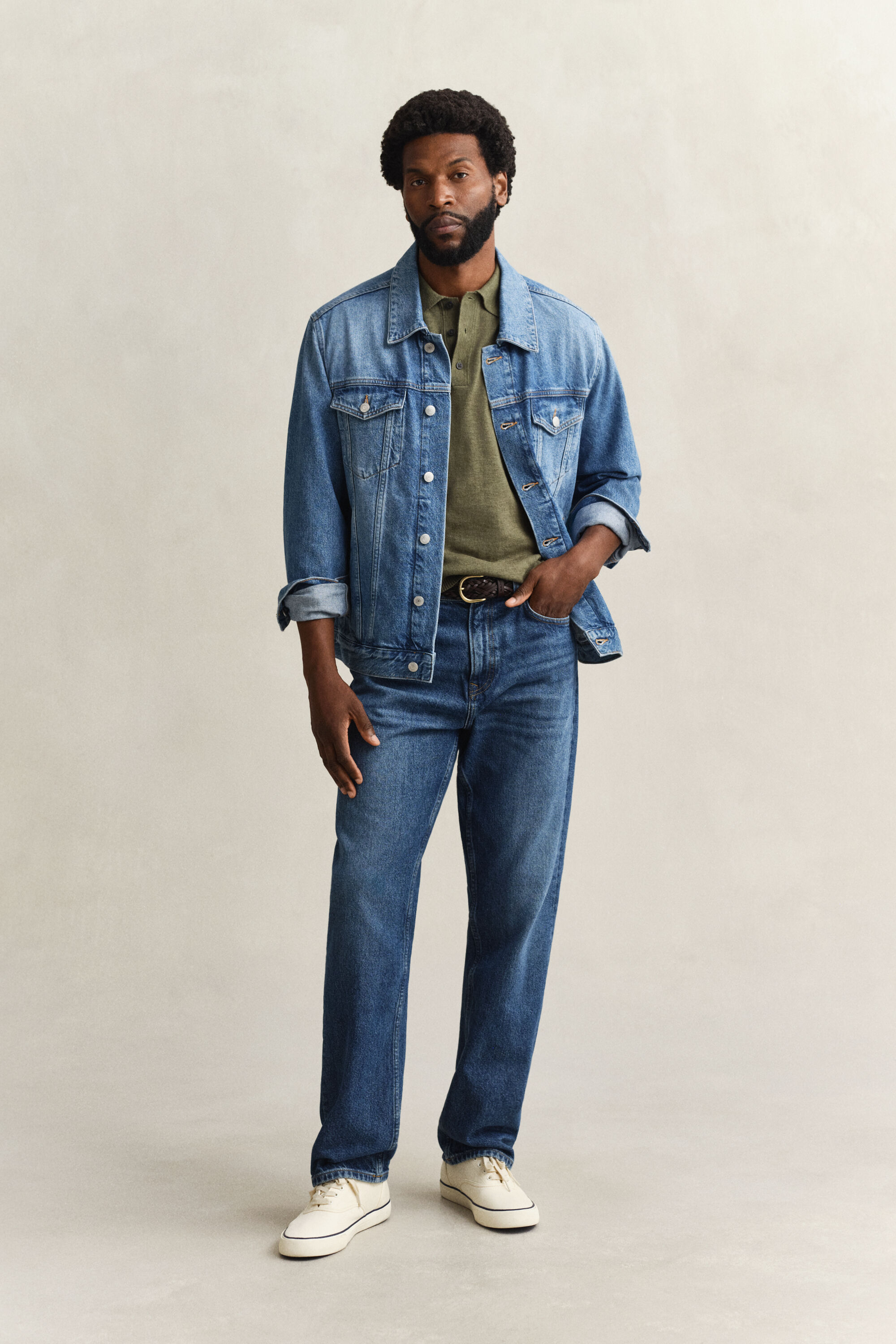 Jersey tipo polo de manga corta en mezcla de algodón flameado