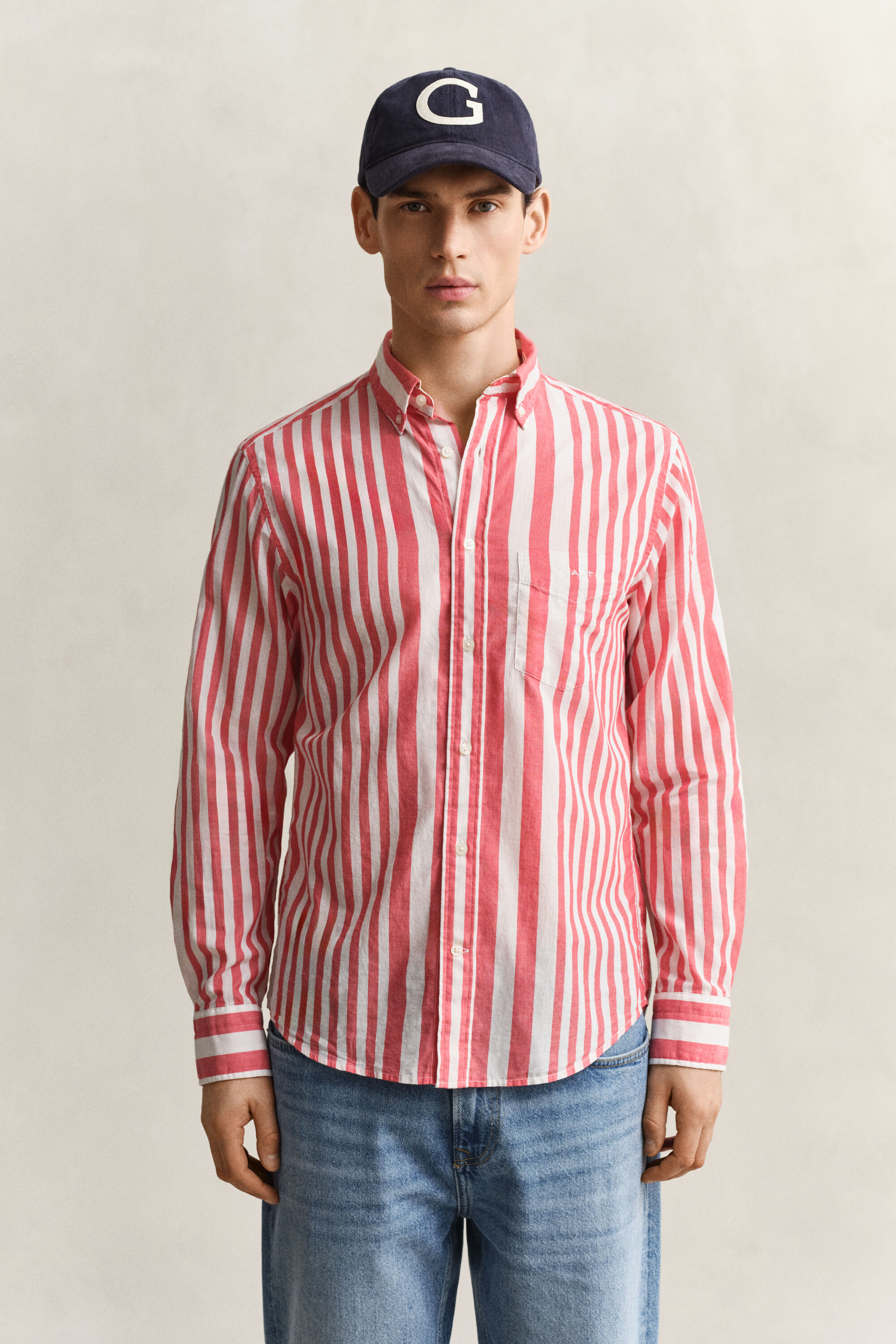 Camisa de gasa de algodón de rayas