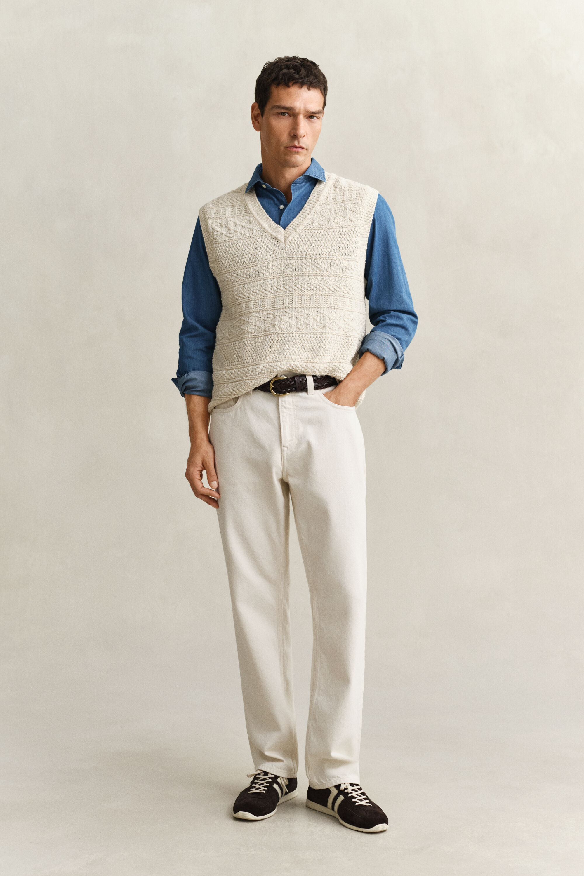 Camisa añil de sarga