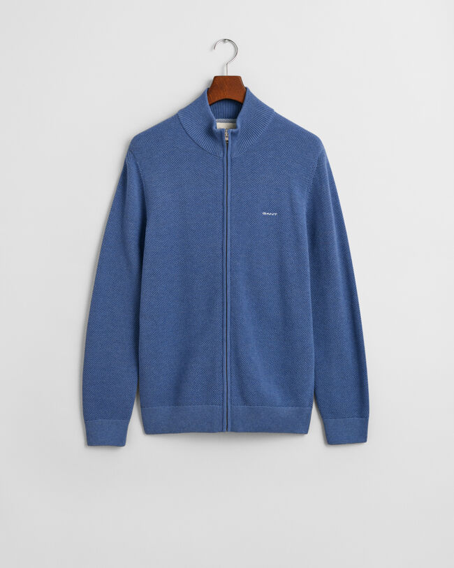Cárdigan en piqué de algodón con cremallera