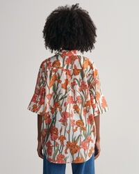 Camisa de manga corta en algod&oacute;n y seda con estampado Iris