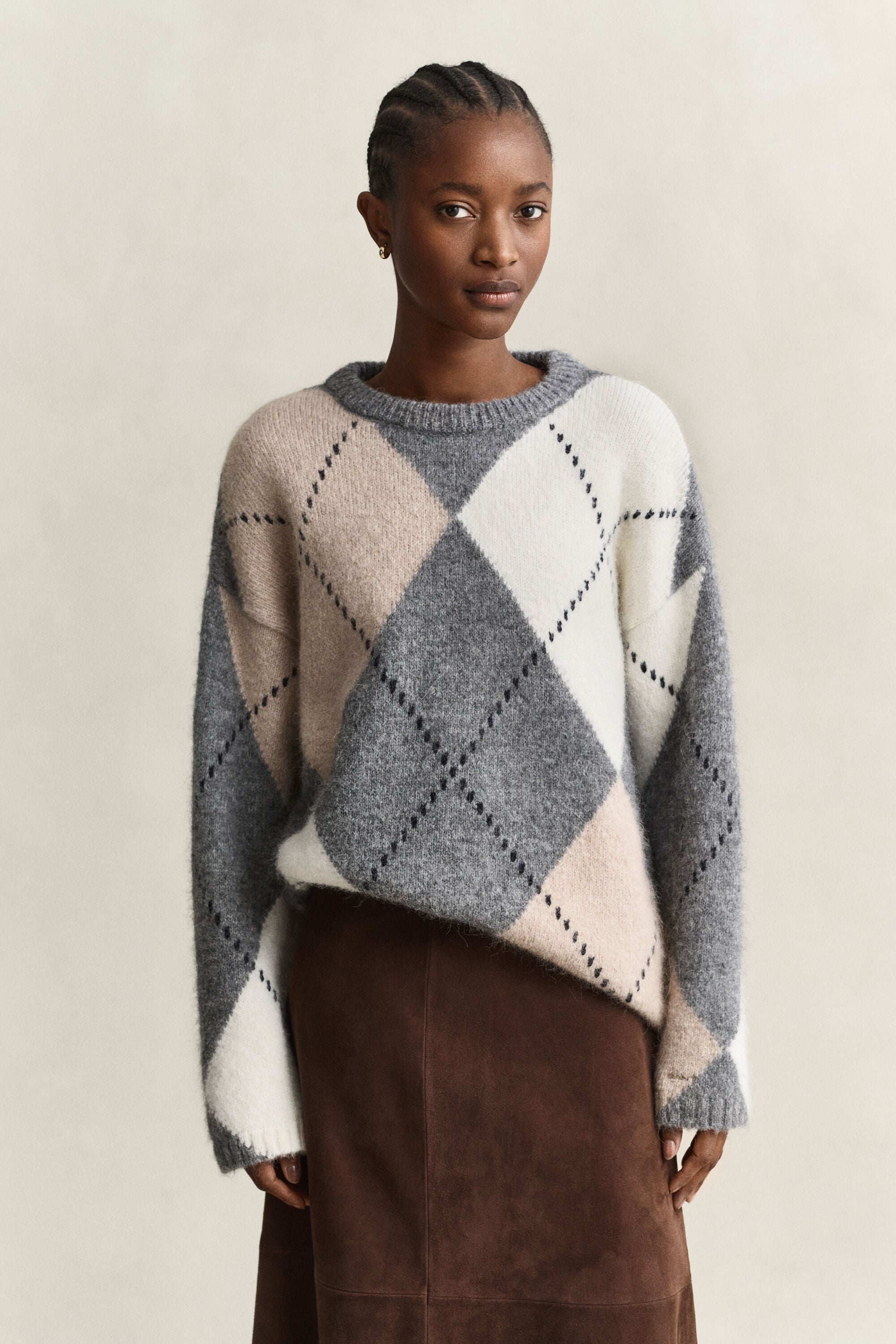 Jersey de rombos en mezcla de lana de alpaca