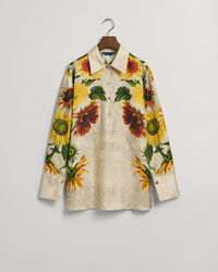 Blusa de seda Popover con estampado de girasoles