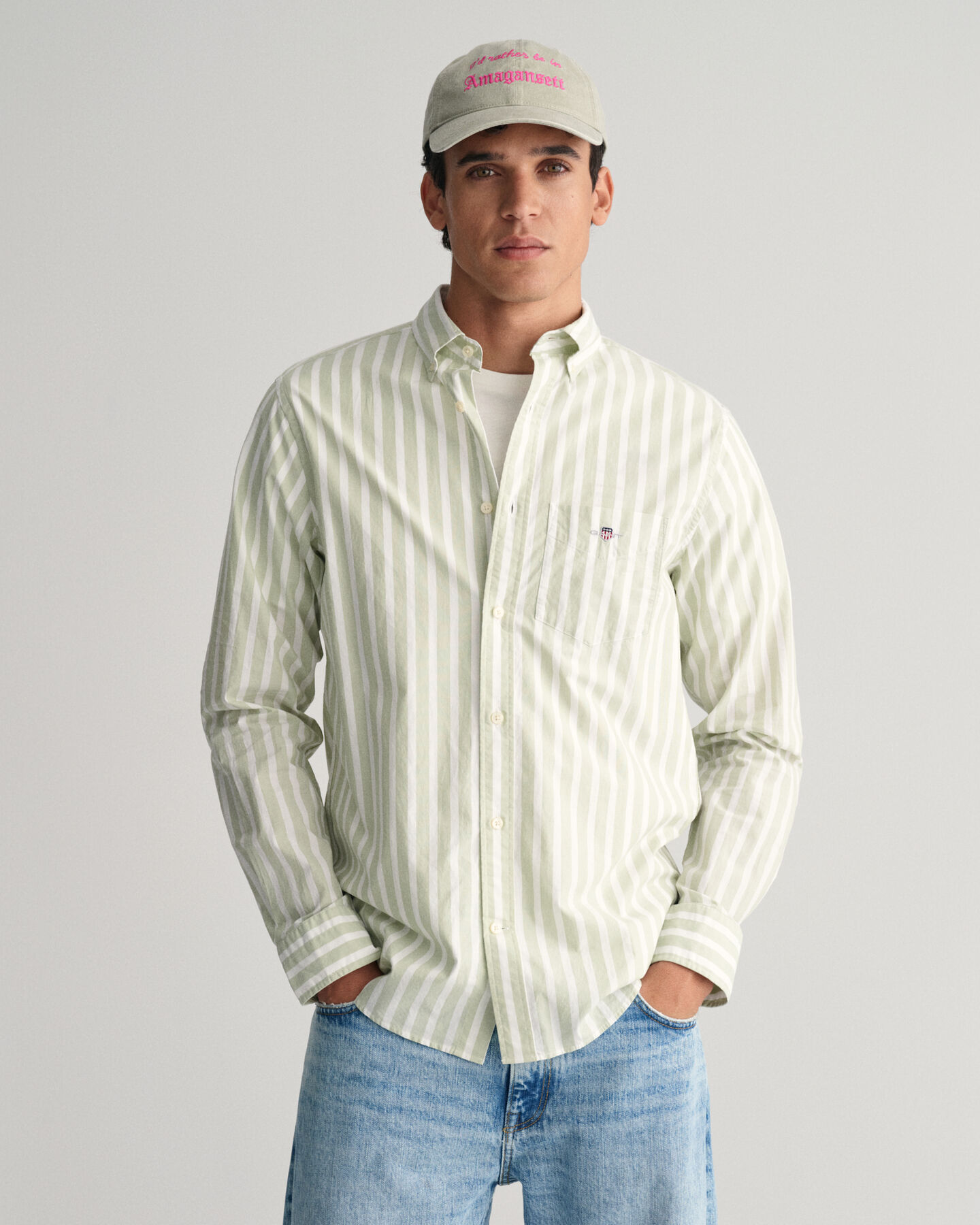 Camisa Regular Fit de popelina a rayas anchas