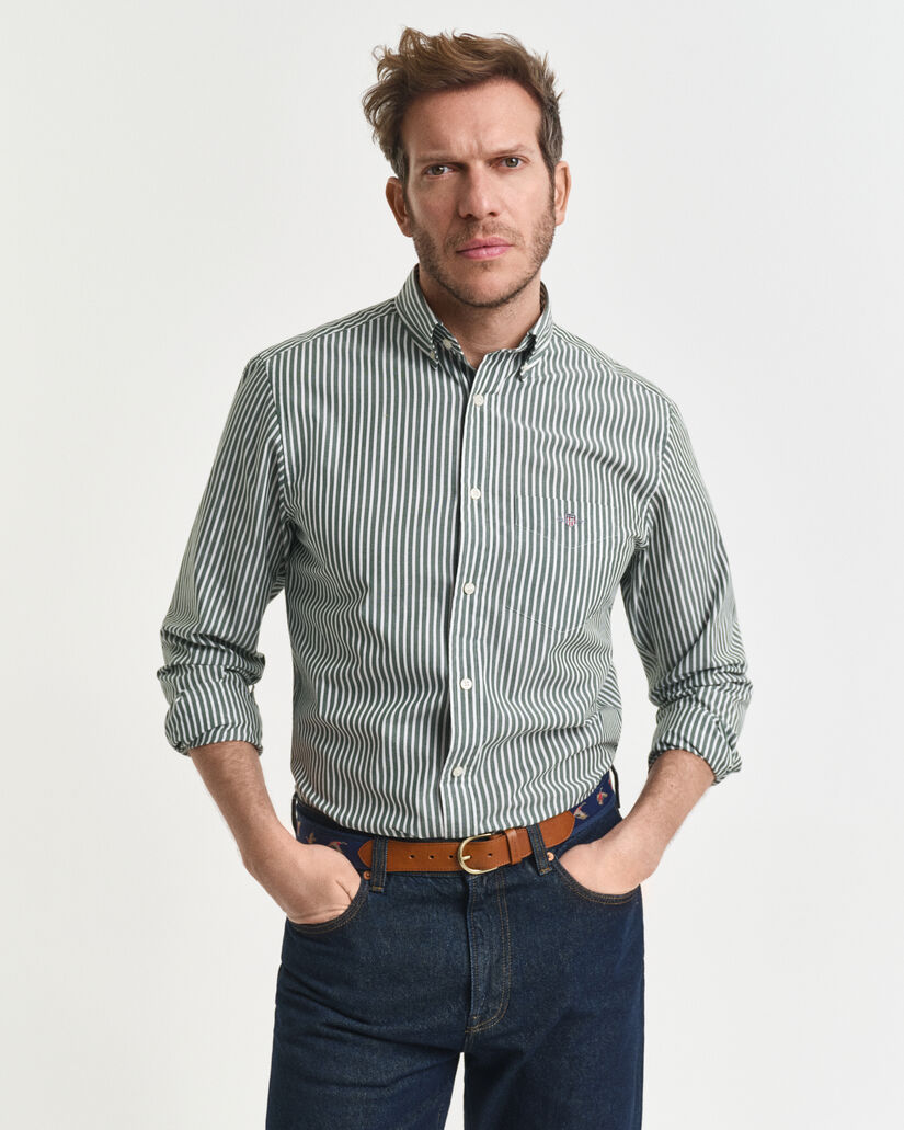 Camisa Regular Fit clásica de popelina a rayas