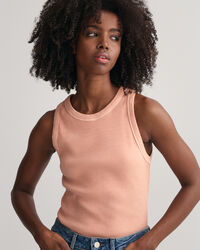 Camiseta acanalada sin mangas y con cuello alto Sunfaded