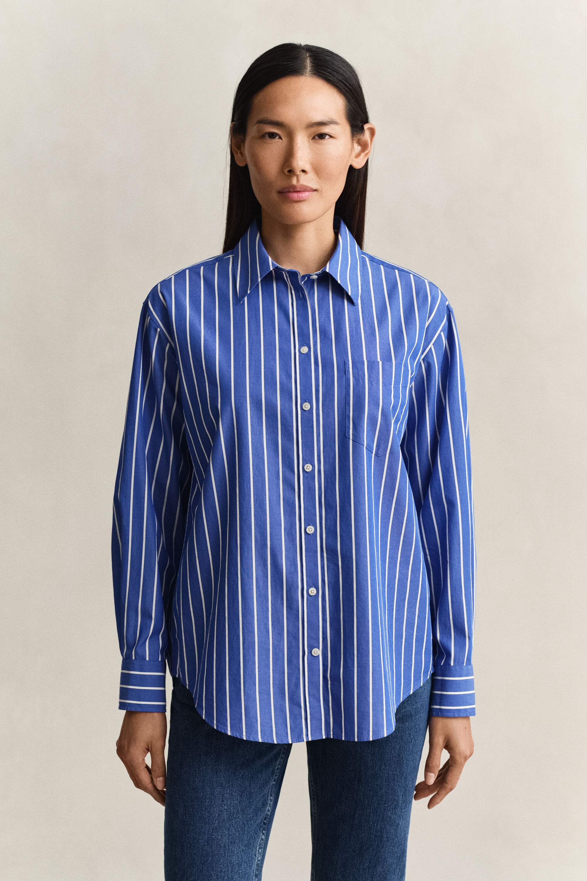 Camisa Relaxed Fit clásica de popelina a rayas