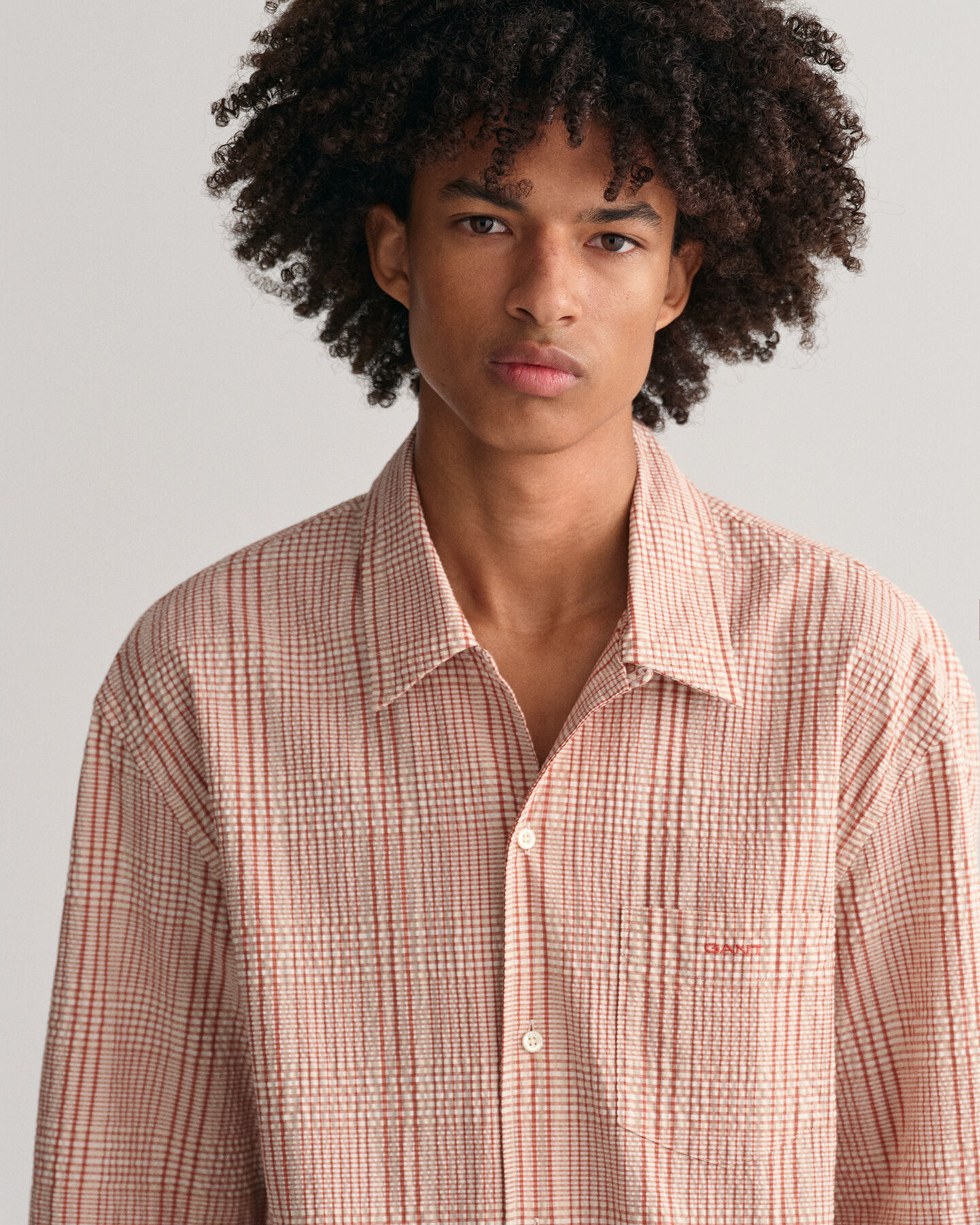 Camisa Relaxed Fit de manga corta y cuadros Seersucker