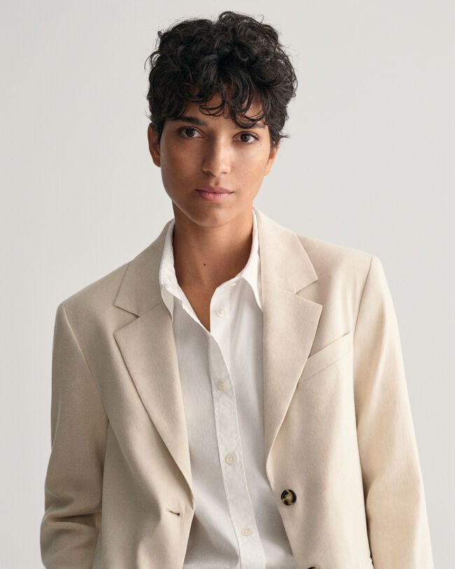 Americana Regular Fit de lino elástico