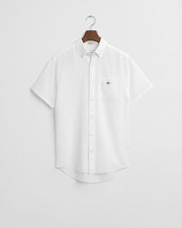 Camisa Regular Fit de manga corta en algodón y lino