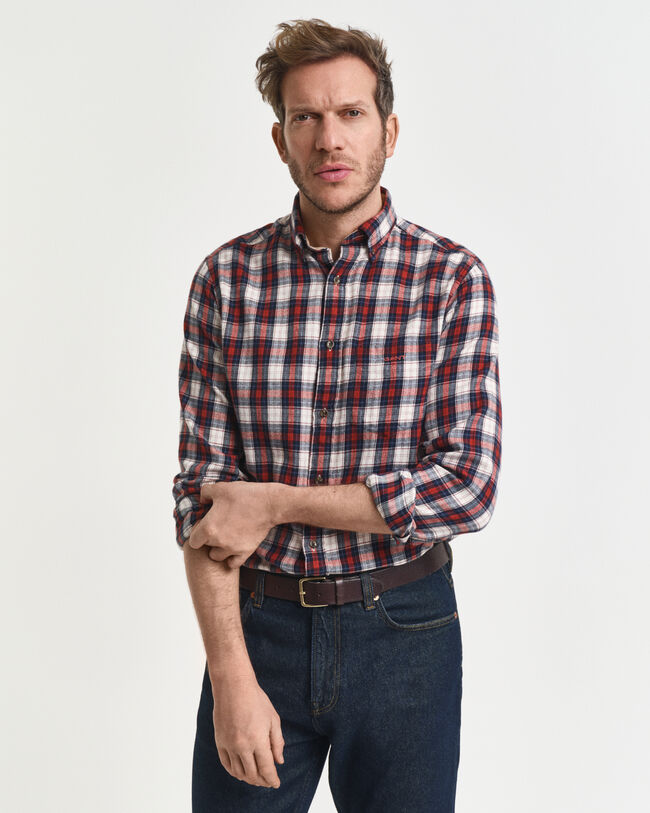 Camisa Regular Fit de franela Windblown a cuadros